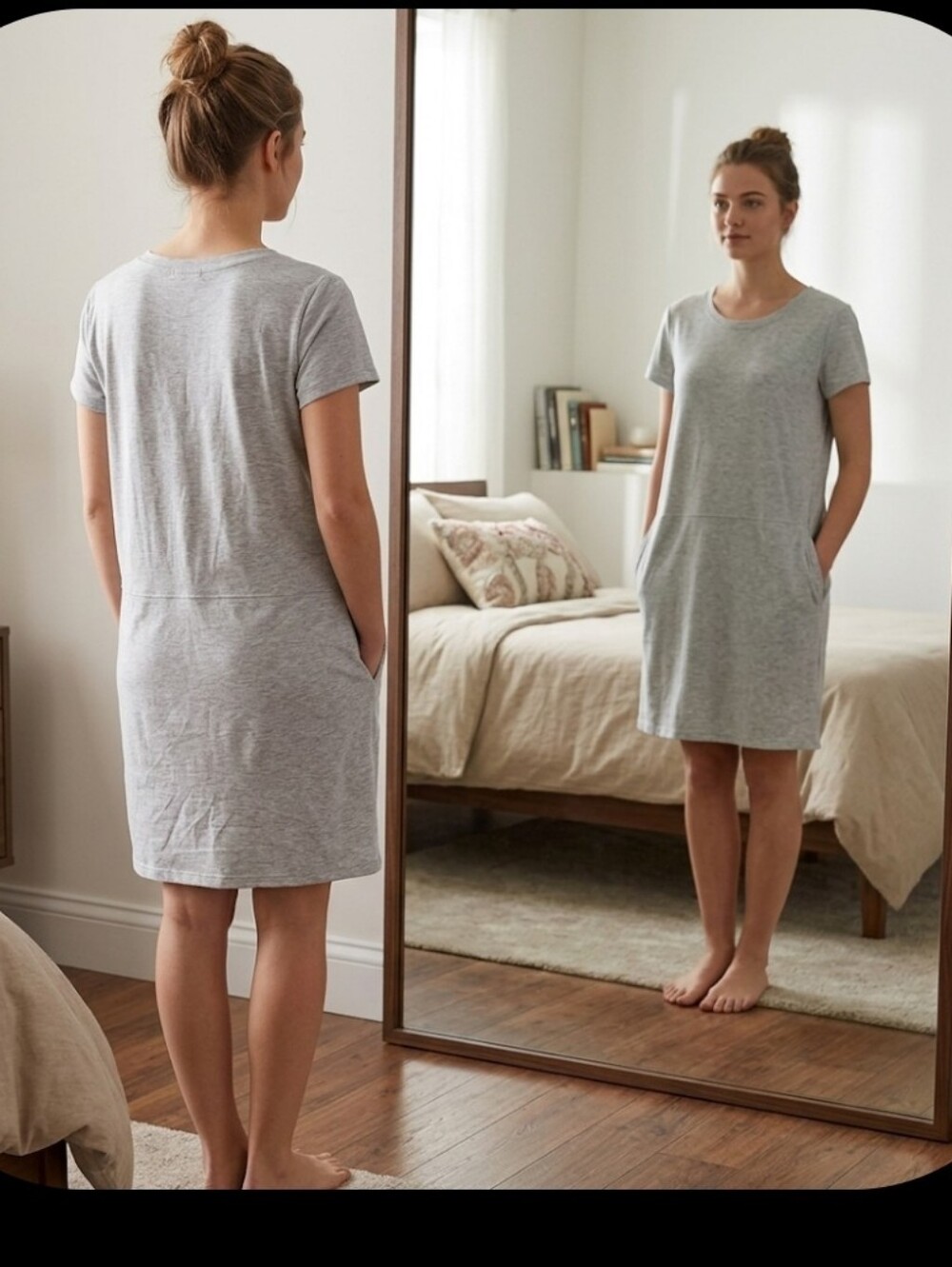 Live Love Lounge grey knit lounge Dress nightie S Karen Neuburger